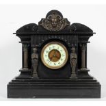 A Venetian black slate marble clock,