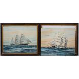 A pair of late 19th century maritime gouaches depicting the Tea Clipper ships Hornet and Killeena,