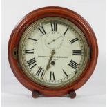 A mahogany framed wall clock, the 8" dial with subsidiary seconds dial, inscribed Brookbank,