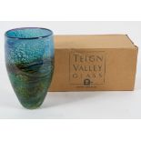 A Jonathan Harris 'Horizon' pattern Studio glass tapering vase, etched signature, 2009,