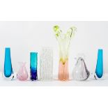 A collection of 20th century glassware, to include a pair of Modena style vases,