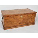 An Elm trunk, with twin handles and vacant interior,