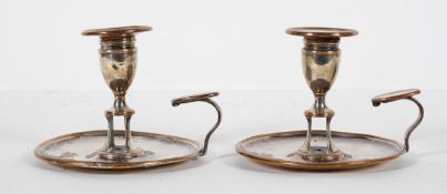 A pair of 19th century silver plated chamber sticks, possibly by Sissons,