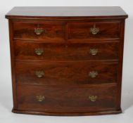 A 19th century mahogany bow fronted chest of drawers, two short over three long drawers,