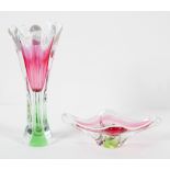 Two Hems of Chribska (Czech) Art glass pieces, designed by Josef Hospodkan, circa 1960,