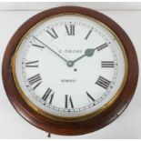 A 19th century fusee wall clock, the white painted 30cm dial