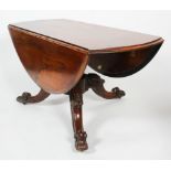 A Victorian rosewood drop leaf dining table, the top with a moulded rim,