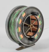 An Allcock aerial fishing reel, stamped patent and Allcock and Co Ltd, Redditch,