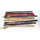 A collection of vintage fly fishing rods : A Hardy Bros (Alnwick) split cane fly rod,