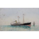 S W Vellacott, A Steamer passenger ship at sea, watercolour, signed lower left,