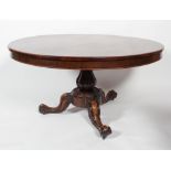 A William IV rosewood and mahogany drum shaped circular breakfast table, circa 1830,