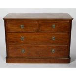 A 19th century mahogany chest of drawers, two short over two long drawers, brass handles,
