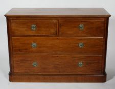 A 19th century mahogany chest of drawers, two short over two long drawers, brass handles,