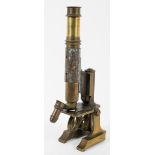 A Victorian brass microscope by J Parkes & Son (Birmingham), circa 1900,