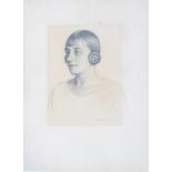 Frank Harold Round (British 1879-1958), 'Portrait of a Young Lady', pencil drawing,