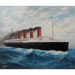 C G Molloy, 'The Lusitania at Full Steam', oil on canvas, signed lower left and dated 1918,