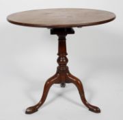 A George III mahogany bird cage tilt top occasional table,