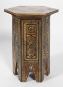 A Syrian hexagonal section inlaid occasional table, 20th century,