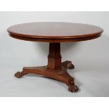 A Victorian mahogany circular tilt top dining table,