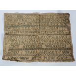A Victorian needlework sampler, by Lucy Anderson Wilkinson, Aged 6 years, January 7 1826,