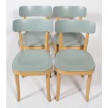 A set of Four Vitra Basel chairs designed by Jasper Conran, with teal seats and backs,