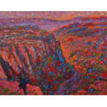 Paul Stephens, Cheddar Gorge setting sun (series), oil on panel, signed lower right, framed,
