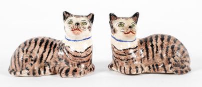 A pair of late 18th/early 19th century Staffordshire cats,