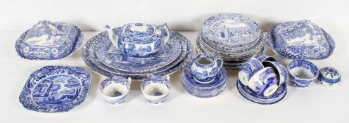 A collection of Copeland Spode blue Italian part dinner service;