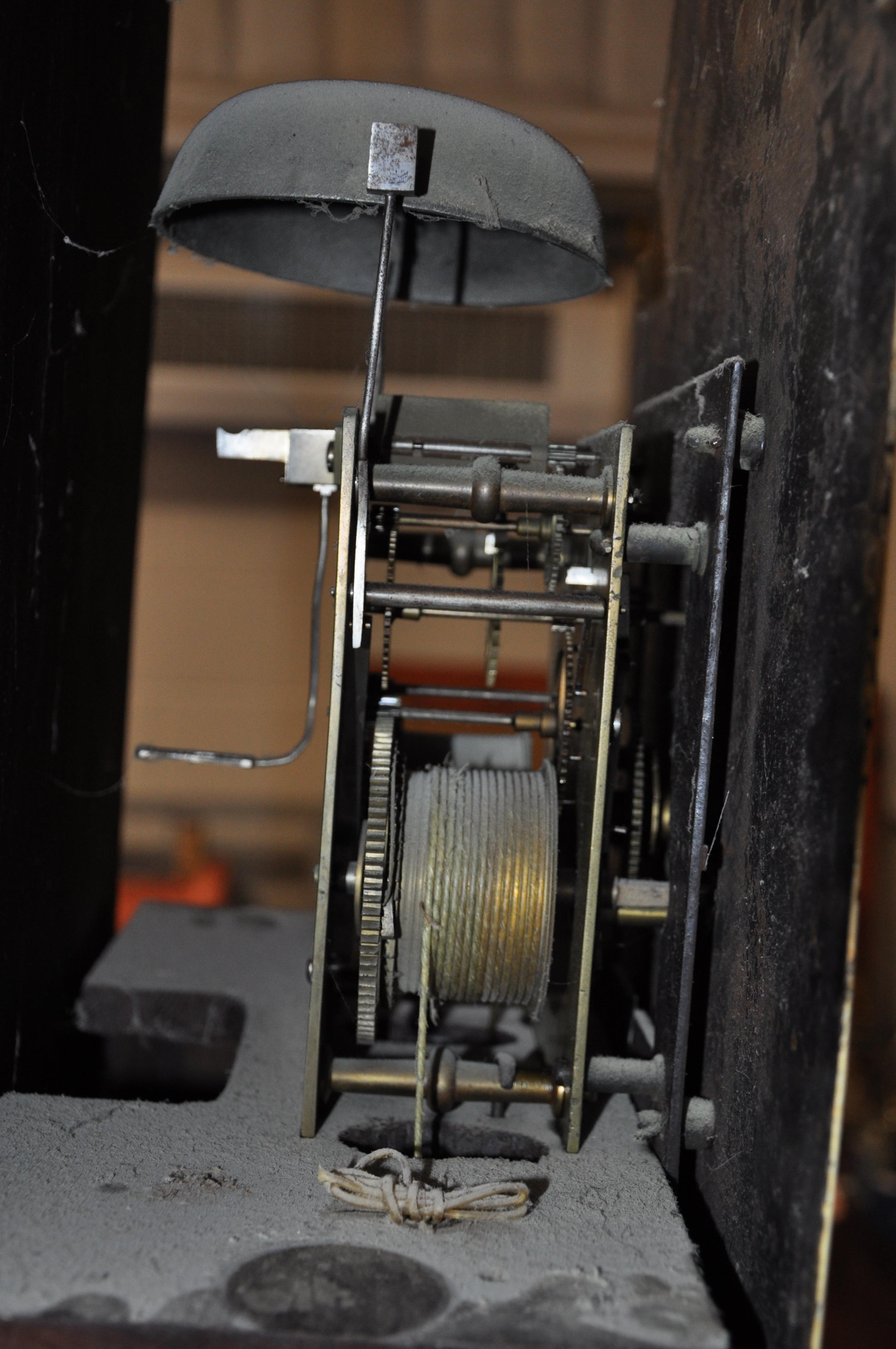 A 19th century oak long case clock, the enamel dial with Roman numerals denoting hours, - Image 3 of 6