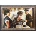 Ken White (b 1943), Figures Drinking in the Great Western Railway Working Mens Club, oil on canvas,
