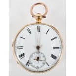 A yellow metal open face pocket watch.