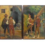 Giorgio Matteo Aicardi (1891-1984), A pair of Street scenes with workmen, oil on canvas, signed,