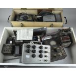 Two boxes of electronic and radio related parts