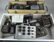 Two boxes of electronic and radio related parts