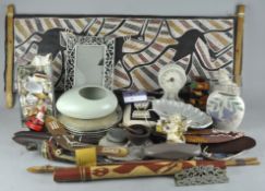 Assorted collectables, including Tribal items, shells,