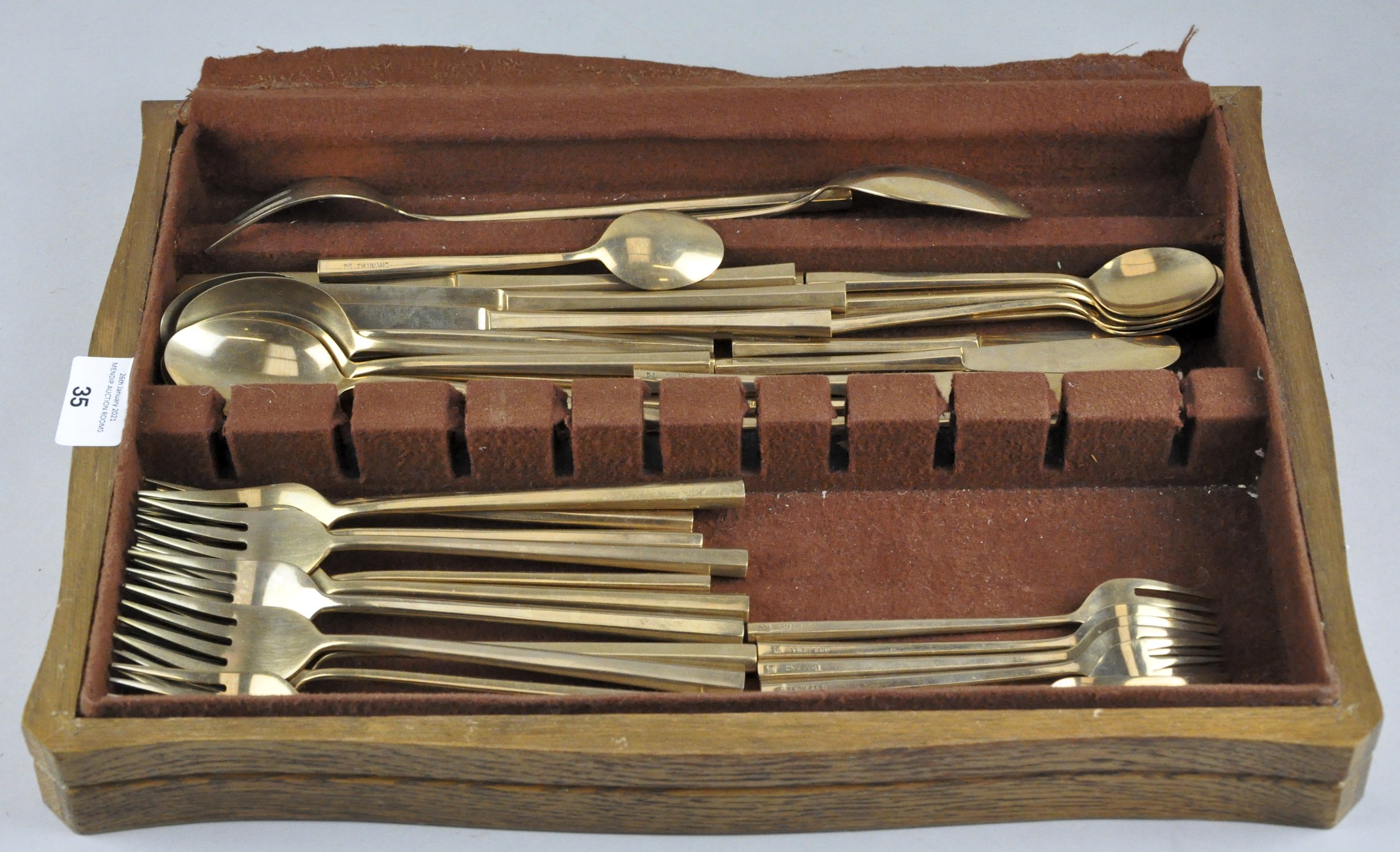 A collection of vintage brass cutlery, made in Thailand,