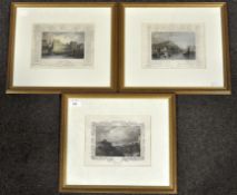 A group of three hand coloured steel line engravings of Home Counties scenes,