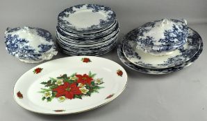 A blue and white dinner service