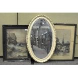 An oval wall mirror, 79cm wide,