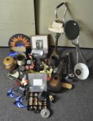 A large collection of assorted items, including an anglepoise style lamp,