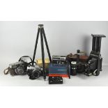 A quantity of cameras, including a Fujica 35-EE camera,