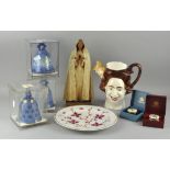 A group of mixed ceramics to include Novelty Queen, Halcyon Days pin pots,