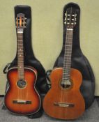 A Hoyer classical guitar and a Sakura classical guitar,