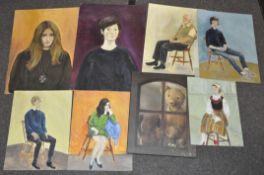 A box of assorted amateur paintings by Geraldine Mortimer