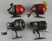 Four modern closed face fishing reels