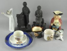 A Doulton character jug, Dick Turpin, Nao figure - Yawning Boy, Sylvac character jug,