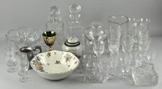 A collection of glass, to include a cut glass fruit bowl and other items,