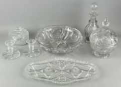 A cut glass advertising table set and other items