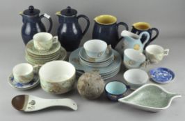 A collection of part tea services, including Victorian aesthetic movement tea cups and saucers,