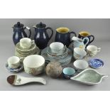 A collection of part tea services, including Victorian aesthetic movement tea cups and saucers,